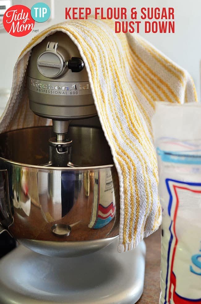 Kitchen Tip: Place a Towel Over Mixer to Avoid Messes