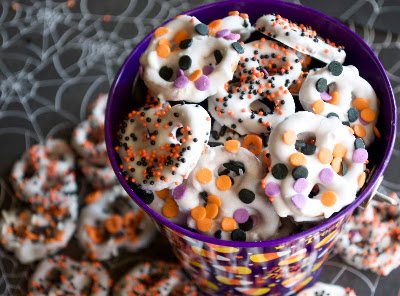 Chocolate covered halloween pretzels