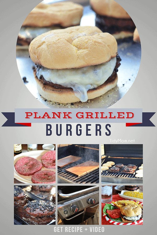 Plank Grilled burgers. Recipe and video tutorial at cetcu.com