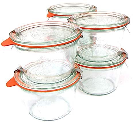 Weck 741 .25 Liter Mold Jars - 6 In A Set, With Lids, 6 Rings & 12 Clamps