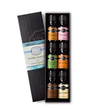 Set of 6 Premium Grade Fragrance Oils - Cinnamon, Gingerbread, Sugar Cookies, Harvest Spice, Peppermint, Christmas Wreath