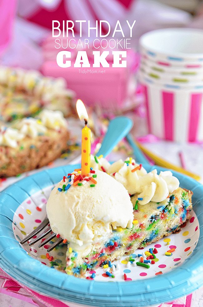 Do you love sprinkles in your birthday cake? This BIRTHDAY SUGAR COOKIE CAKE full of sprinkles! Funfetti lovers are going to flip for this homemade cookie cake. recipe at cetcu.com