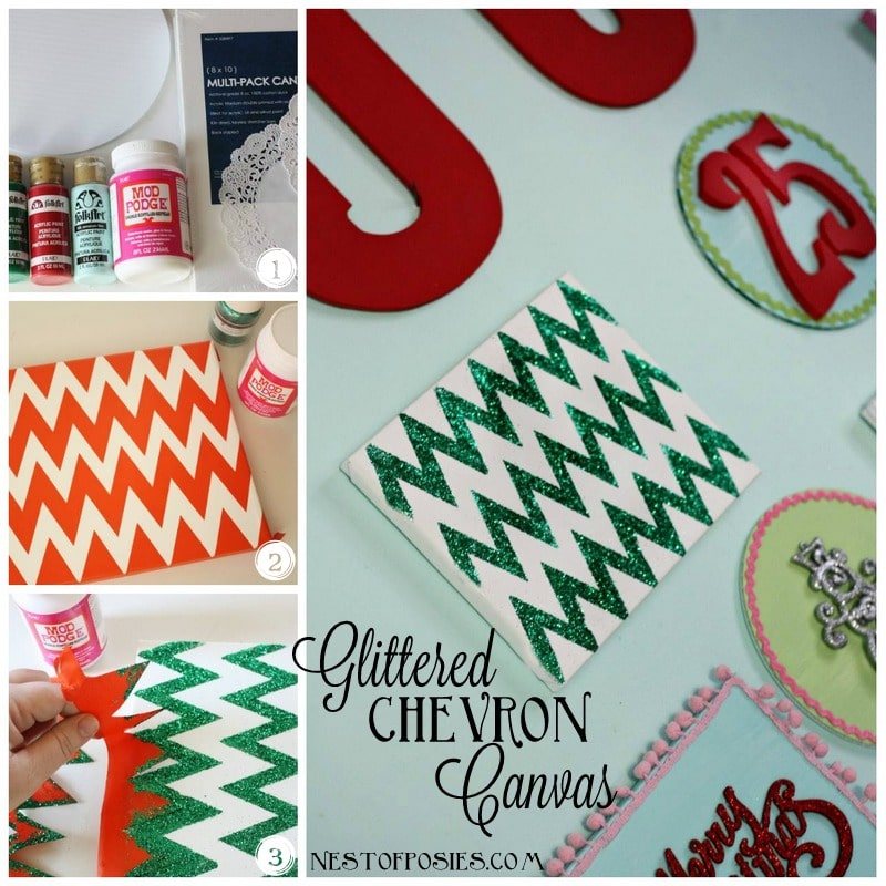 make a glittered chevron canvas
