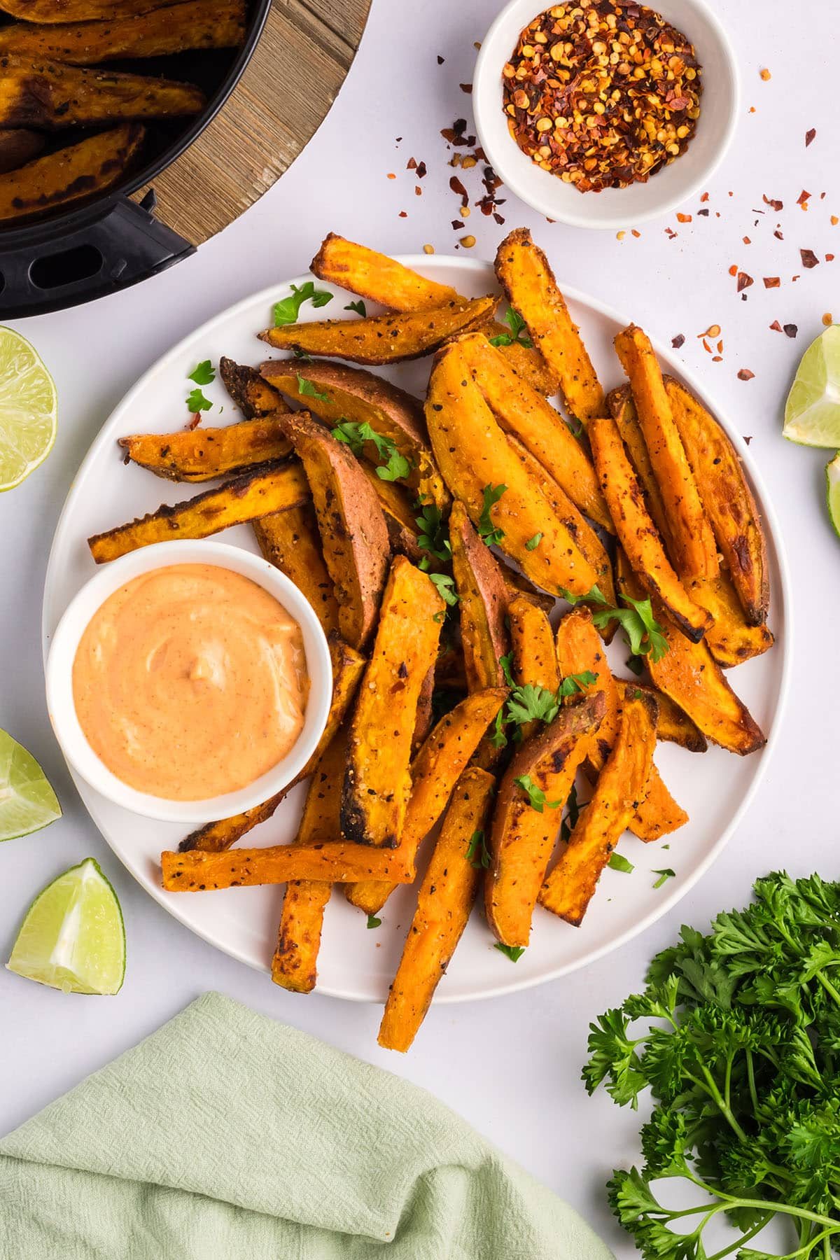 Crispy Air Fryer Sweet Potato Wedges +Dipping Sauce