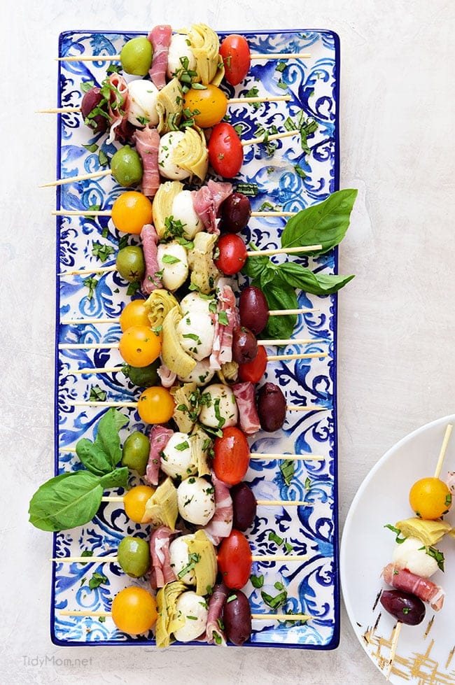 Wow your guests with bright and flavorful antipasto skewers. An easy make-ahead appetizer with a new delicious discovery in every bite. Perfect for any occasion, this party food comes together fast and is endlessly customizable. Print the recipe at cetcu.com