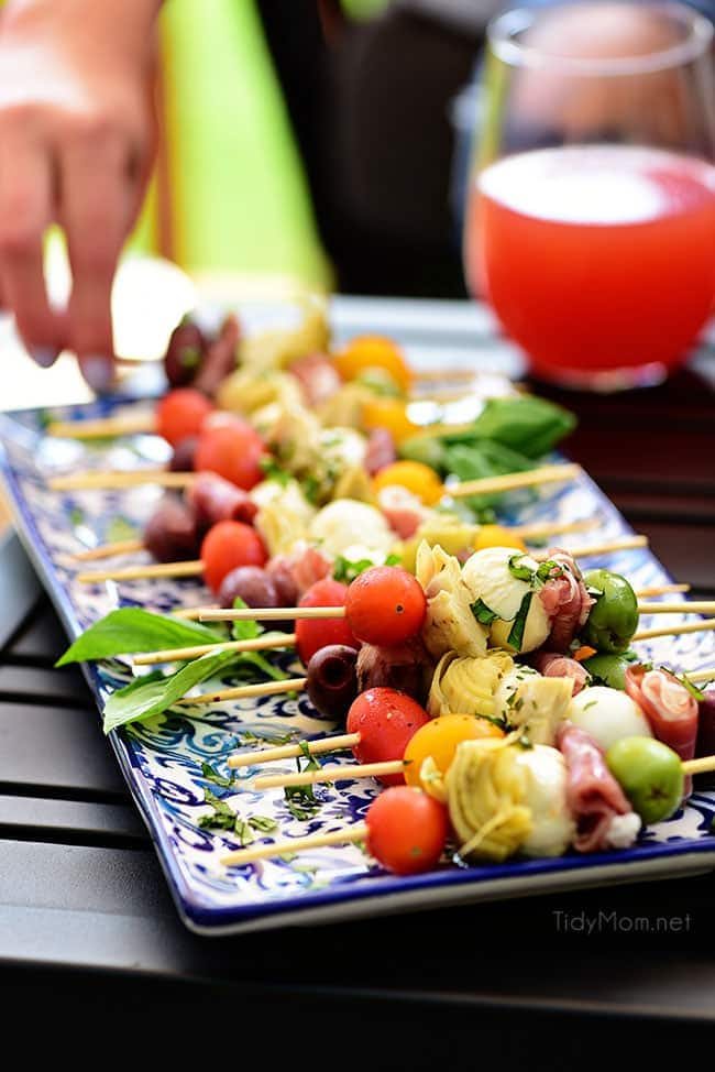 Wow your guests with bright and flavorful antipasto skewers. An easy make-ahead appetizer with a new delicious discovery in every bite. Perfect for any occasion, this party food comes together fast and is endlessly customizable. Print the recipe at cetcu.com