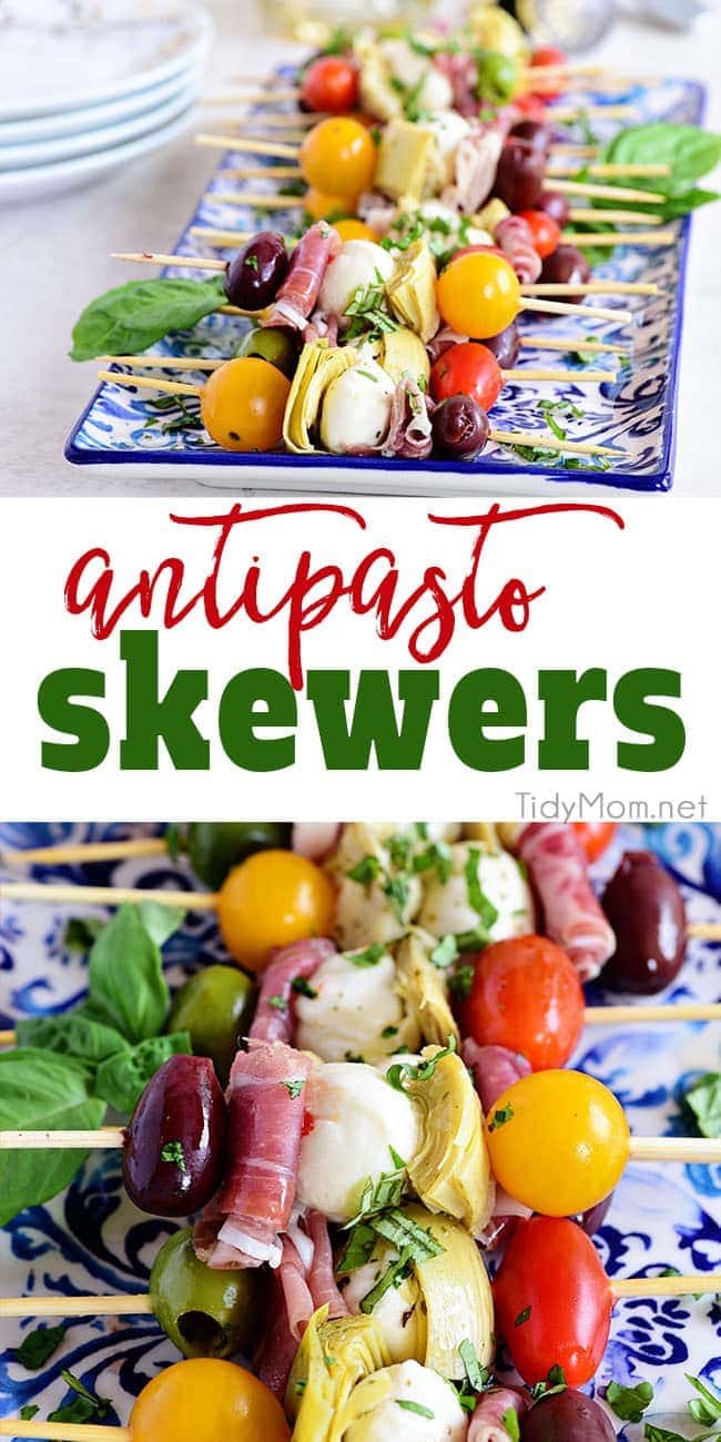 Wow your guests with bright and flavorful antipasto skewers. An easy make-ahead appetizer with a new delicious discovery in every bite. Perfect for any occasion, this party food comes together fast and is endlessly customizable. Print the recipe at cetcu.com