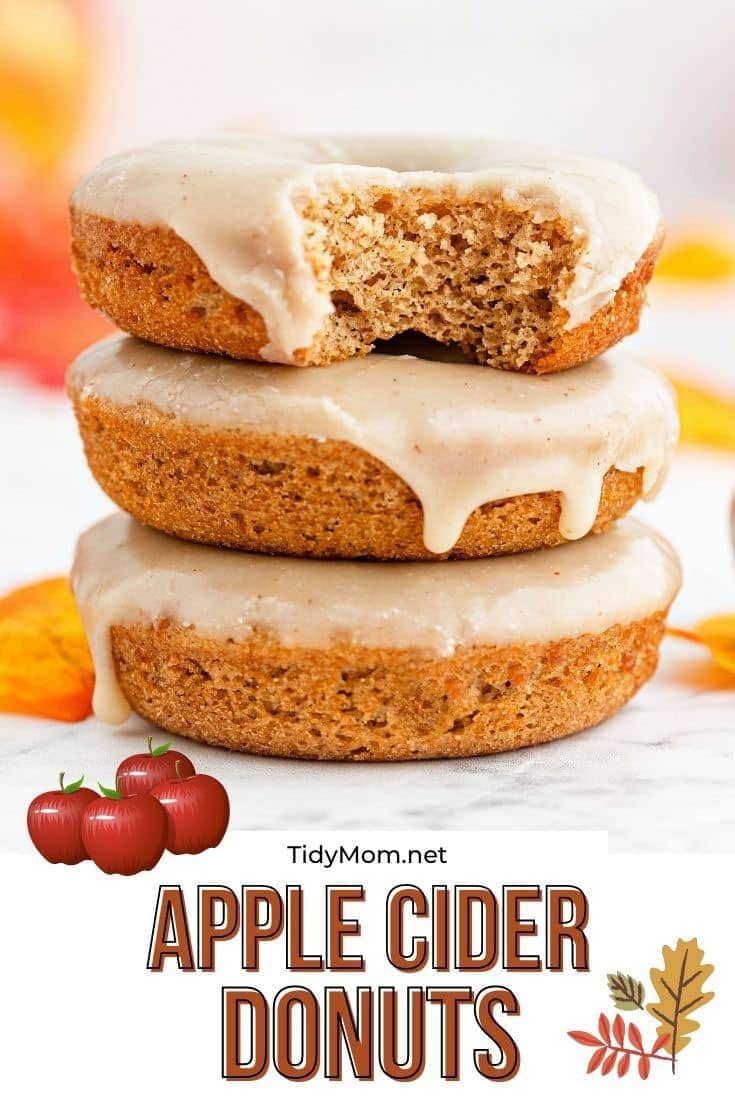 a stack of glazed apple cider donuts