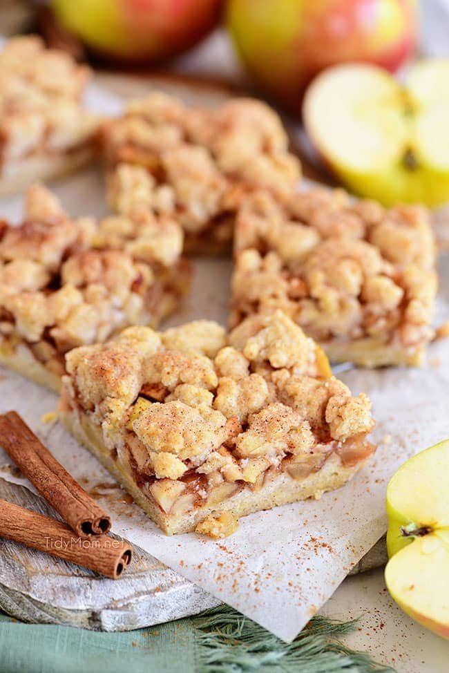 Apple Pie Bars cut into square servings