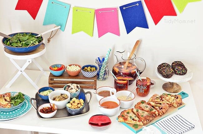 Girls Night Pizza Party! Customize a DIGIORNO Originial Rising Crust Four Cheese with your own toppings, like roasted artichokes, sundried tomatoes, grilled chicken and parmesan cheese. While the pizza bakes for 20 minutes, set up a salad bar! Details at cetcu.com