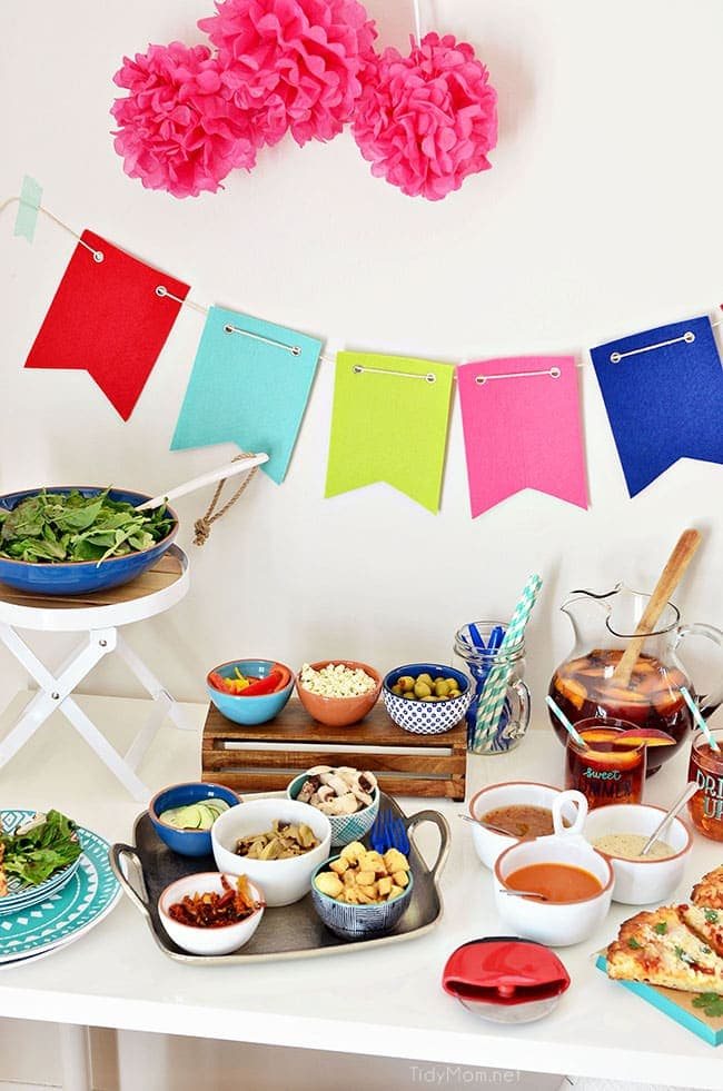Girls Night Pizza Party! Customize a DIGIORNO Originial Rising Crust Four Cheese with your own toppings, like roasted artichokes, sundried tomatoes, grilled chicken and parmesan cheese. While the pizza bakes for 20 minutes, set up a salad bar! Details at cetcu.com