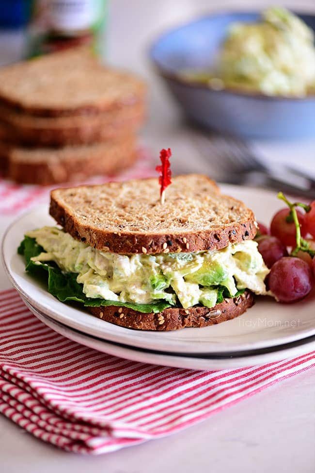 avocado chicken salad sandwich with multigrain bread