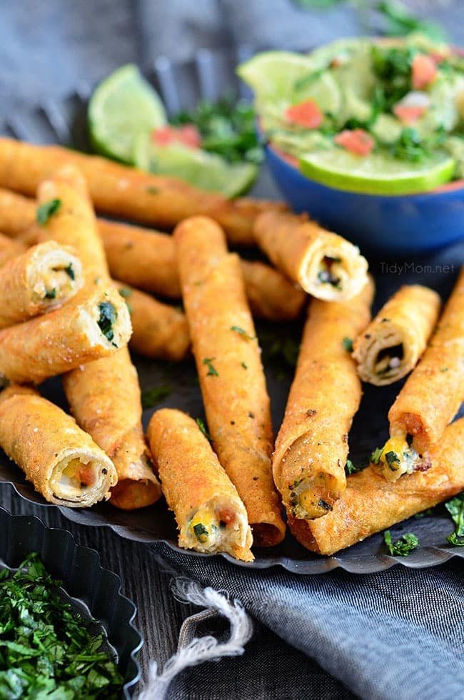 Avocado Creme Sauce with Crunchy Chicken and Cheese Taquitos at cetcu.com