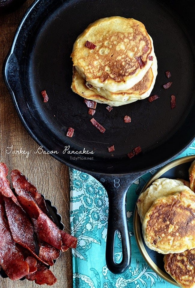 Turkey Bacon Pancakes with Cranberry Maple Syrup recipe at cetcu.com