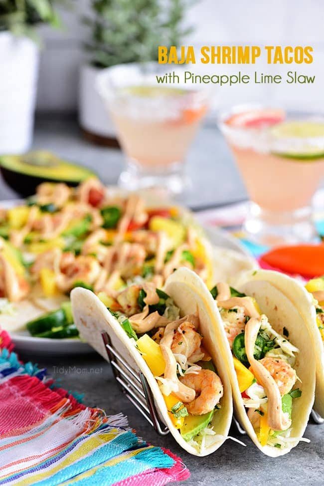 Baja Shrimp Tacos with Pineapple Lime Slaw