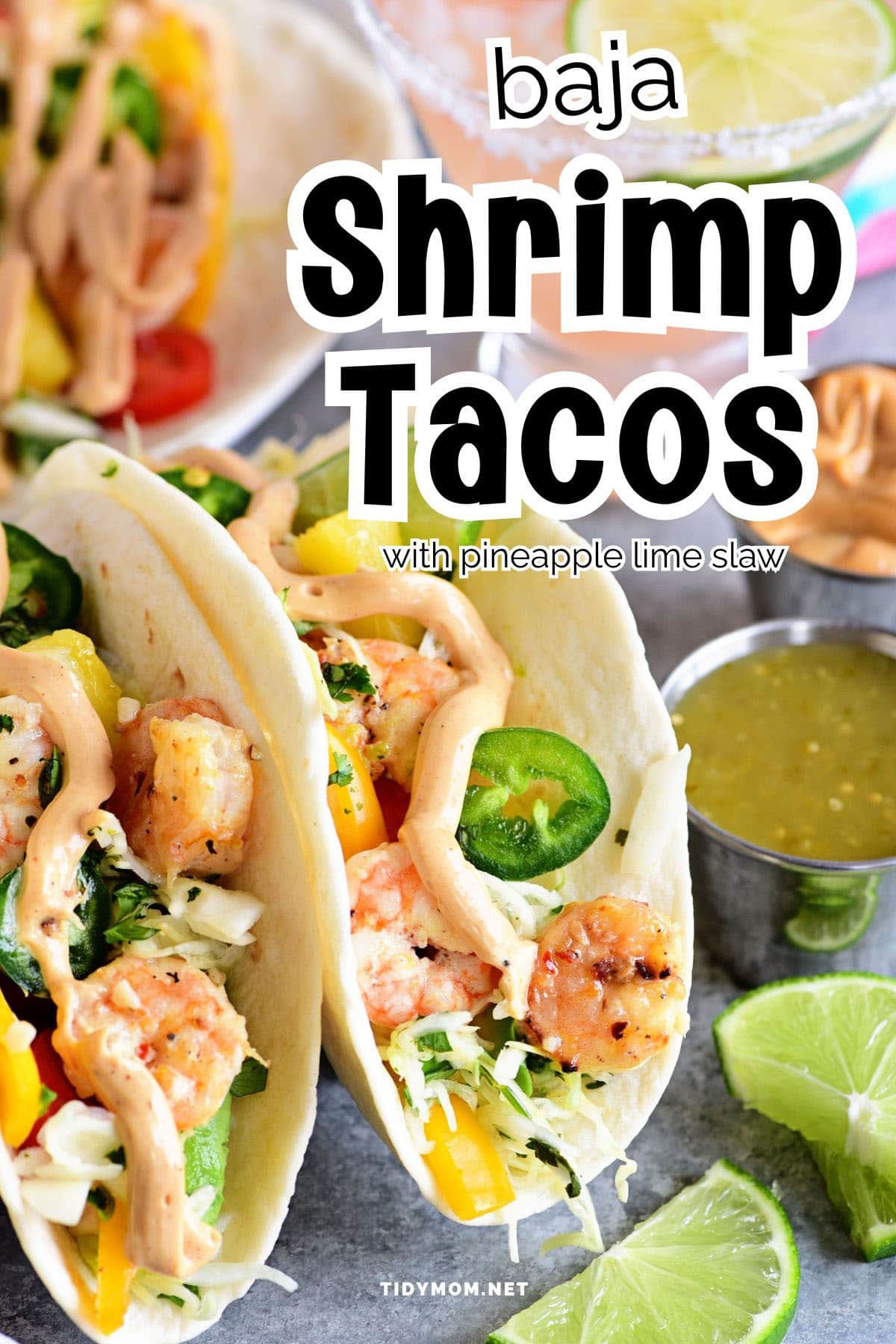 shrimp tacos in flour tortillas