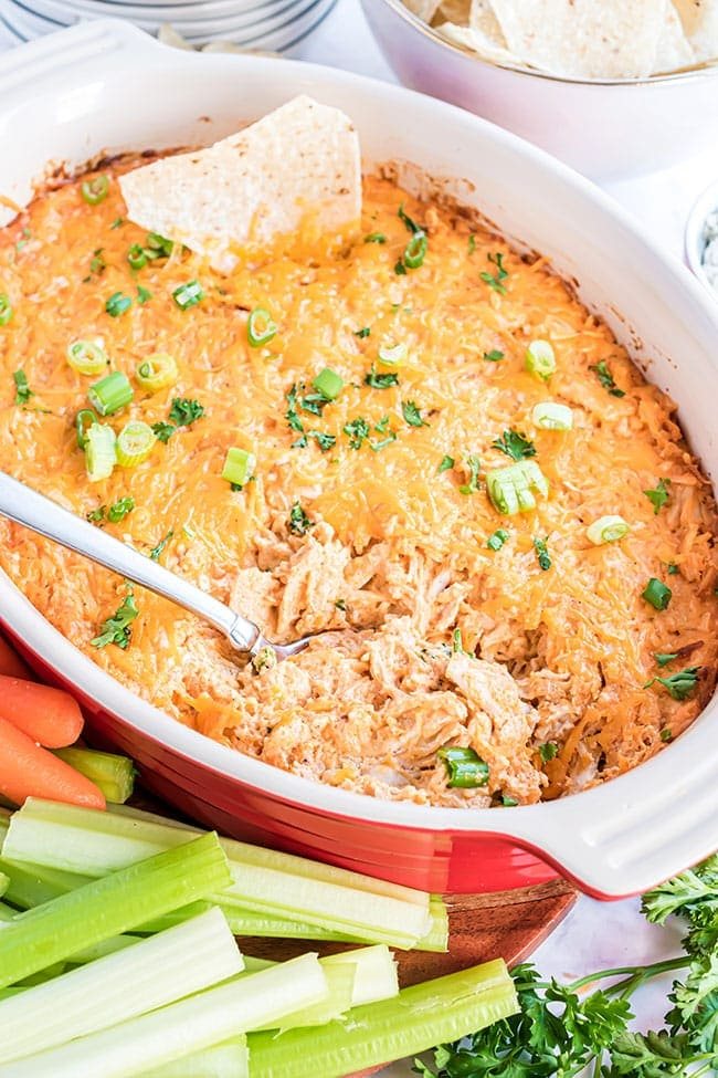 Easy Oven Baked Buffalo Chicken Dip (Rotisserie Chicken!)