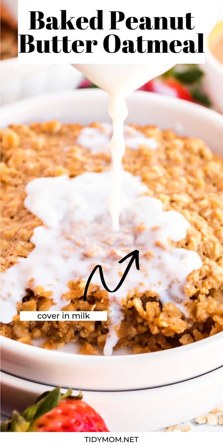 baked peanut butter oatmeal with milk