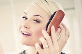 brushing hair