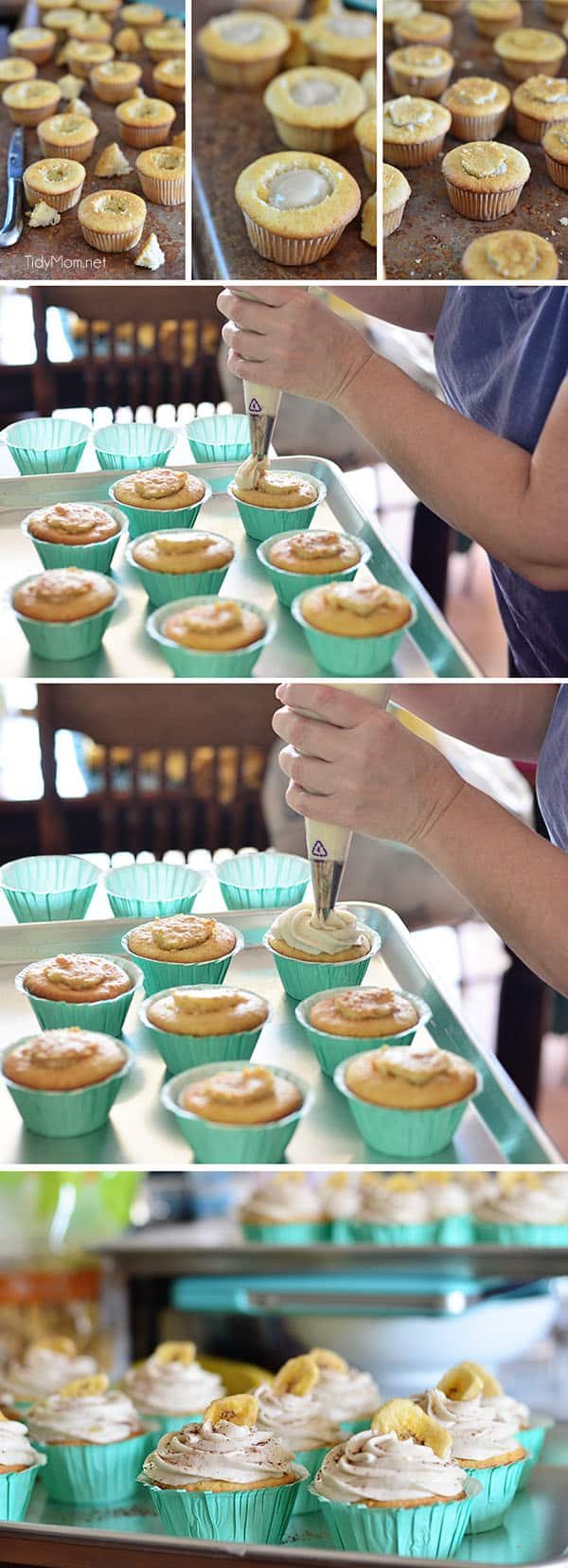 Banana Cream Pie Cupcakes: French vanilla cupcake with banana custard filling and banana buttercream frosting. recipe at cetcu.com