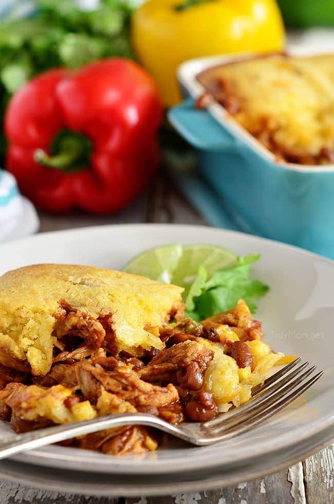 Delicious Cornbread BBQ Chicken Pot Pie. Grill chicken indoors for a taste of summer in the winter!! Good and easy comfort food! Recipe at cetcu.com