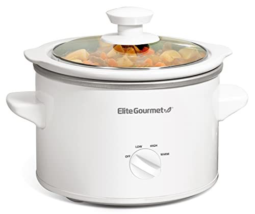Mini Electric Slow Cooker Ceramic Pot (1.5 Quart, White)