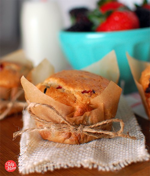 Mixed Berry Muffins in Parchment Paper Wrappers