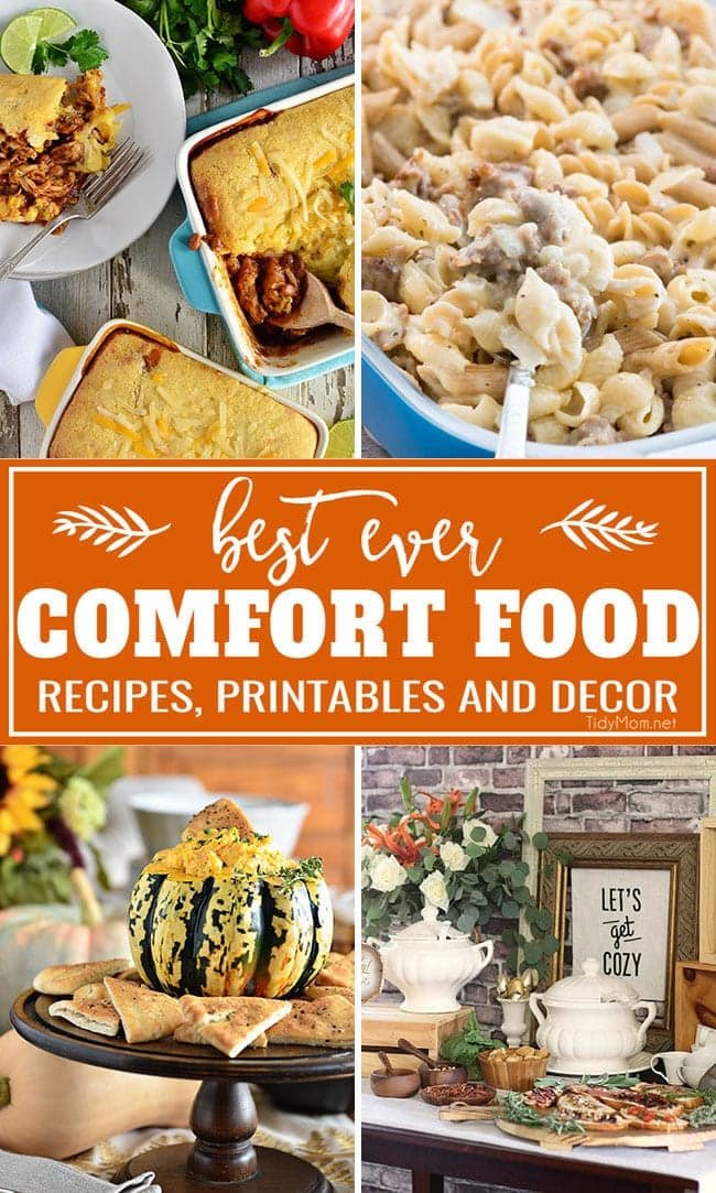 It’s Fall!! That means is comfort food season and time for delicious, hearty comforting recipes to keep your belly full .Get the Best Comfort Food Meal Plan from Crockpot Cinnamon Apples and BBQ Chicken Pot Pie Topped with Cornbread to Honey Buttermilk Biscuits and Pumpkin Cream Cheese Dip. Get more comfort food recipes + fun fall printables and party ideas, too at cetcu.com