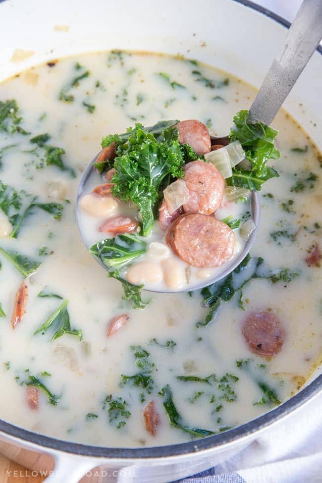 Best Comfort Food Meal Plan. White Bean, Kale and Smoked Sausage Soup from Yellow Bliss Road. Get More meal plan recipes, printable and decor at cetcu.com
