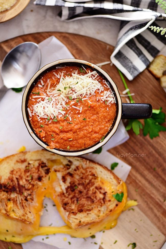 Grilled Cheese Sandwich with tomato soup