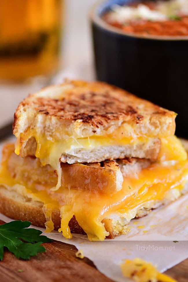 Grilled Cheese Sandwich with gooey cheese