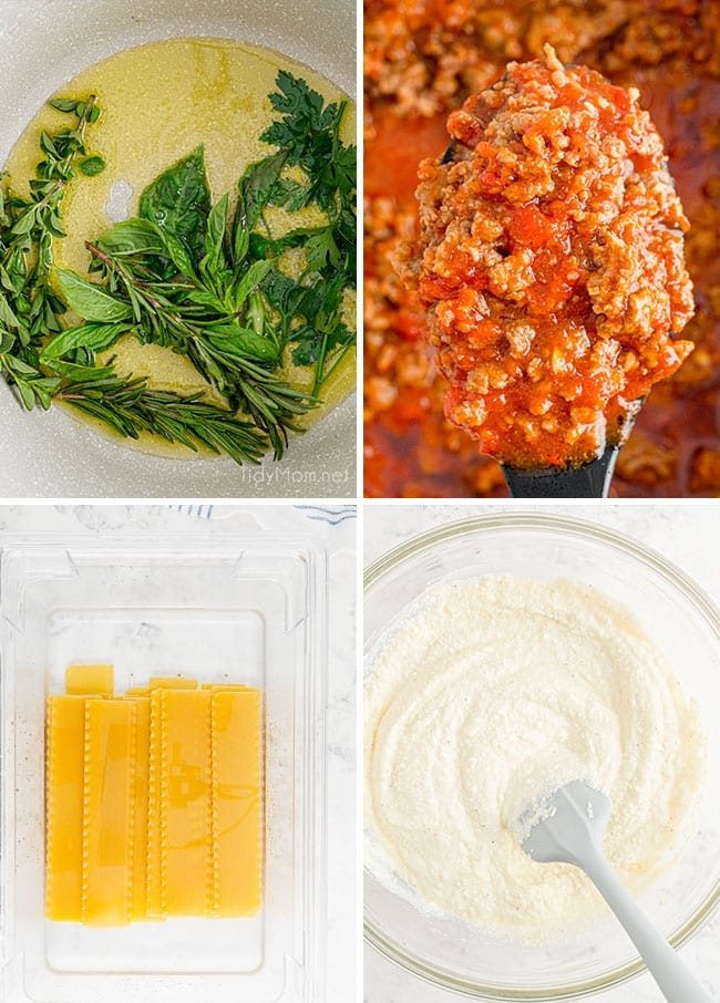 photo collage of how to make lasagna at home