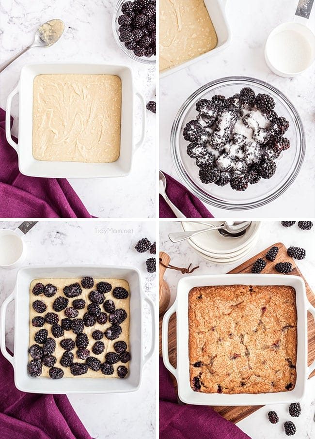 photo collage of how to make blackberry cobbler
