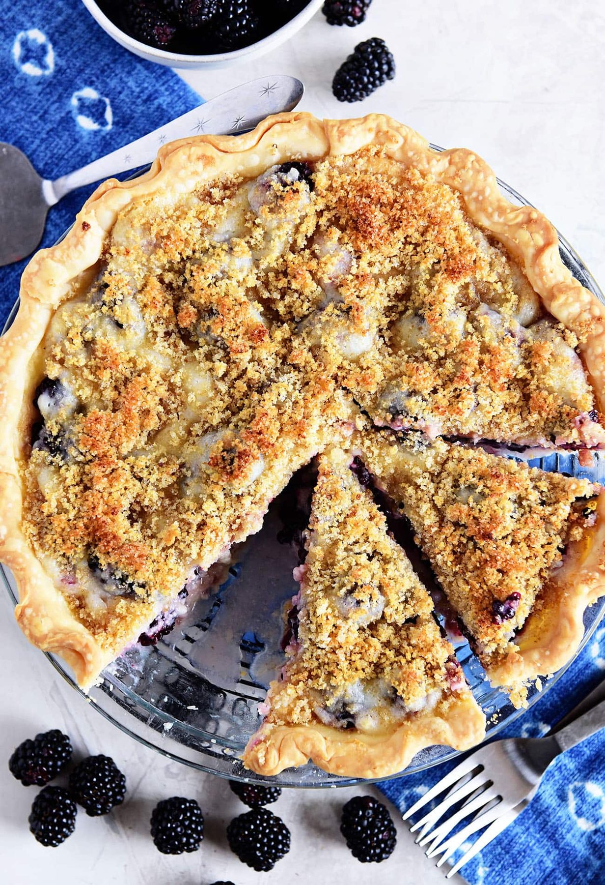 sliced Blackberry Sour Cream Pie