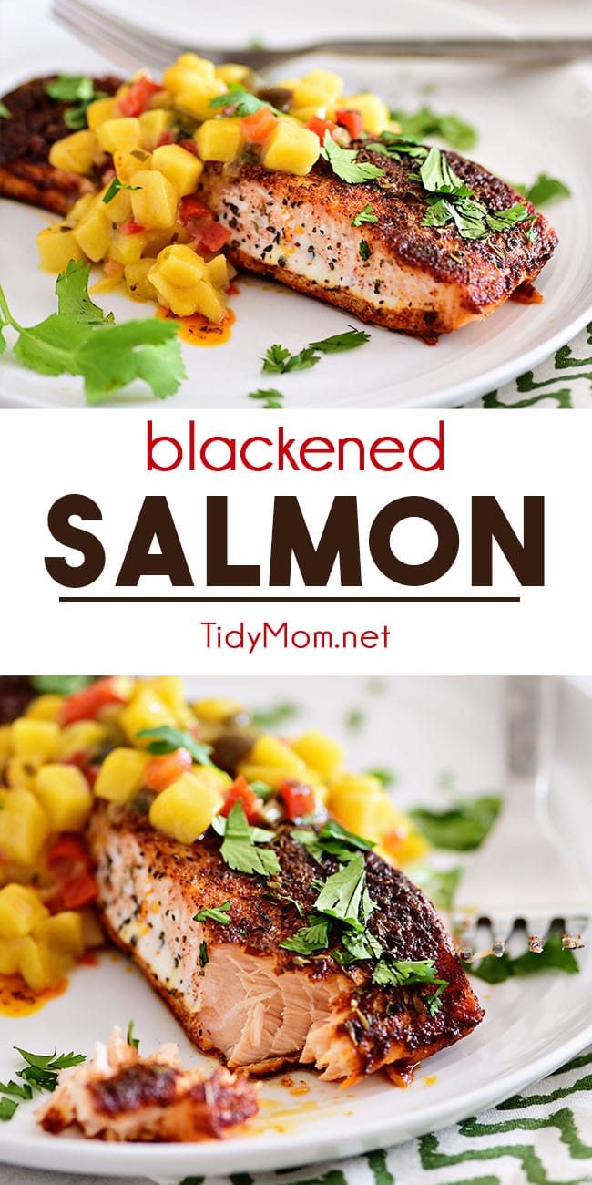 blackened salmon photo collage
