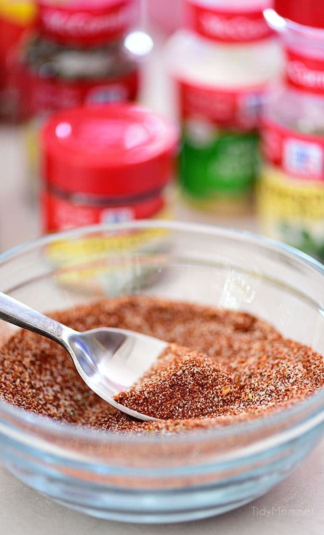 blackened salmon spice blend in a bowl with a spoon
