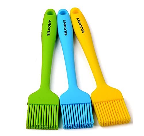 Silcony brush3 Heat Resistant Silicone Basting Pastry Brushes, Assorted Colors, 8.4 Inches, Set of 3