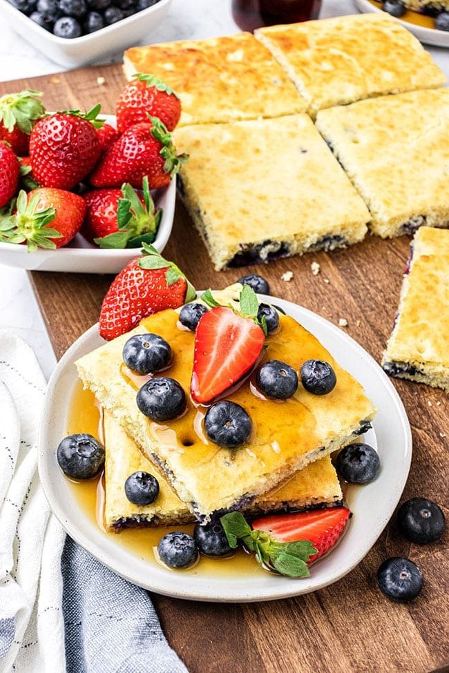 Oven Baked Blueberry Sheet Pan Pancakes