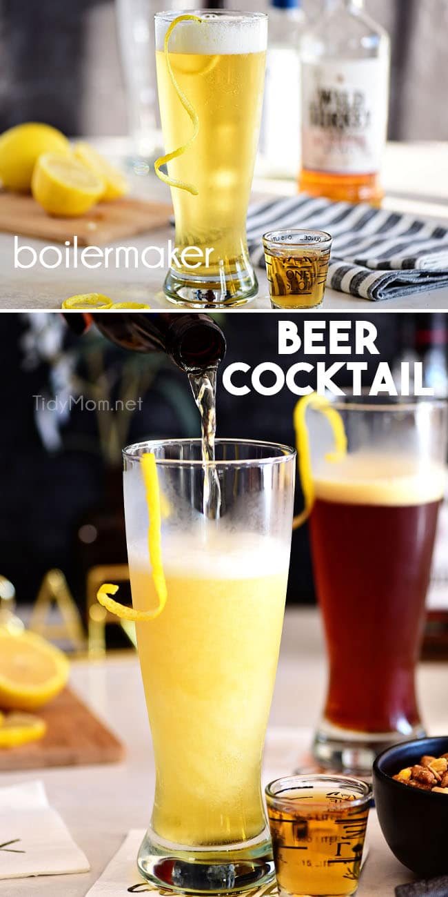 boilermaker beer cocktail photo collage