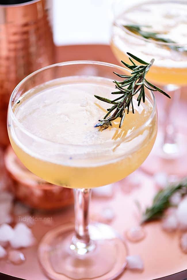 Bourbon Sour with smoked rosemary garnish