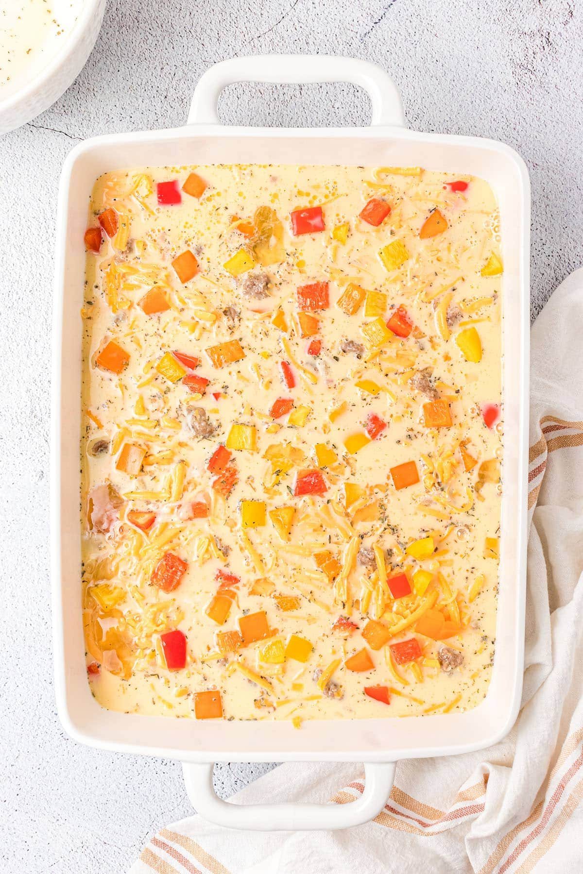 eggs in a casserole dish ready for the oven