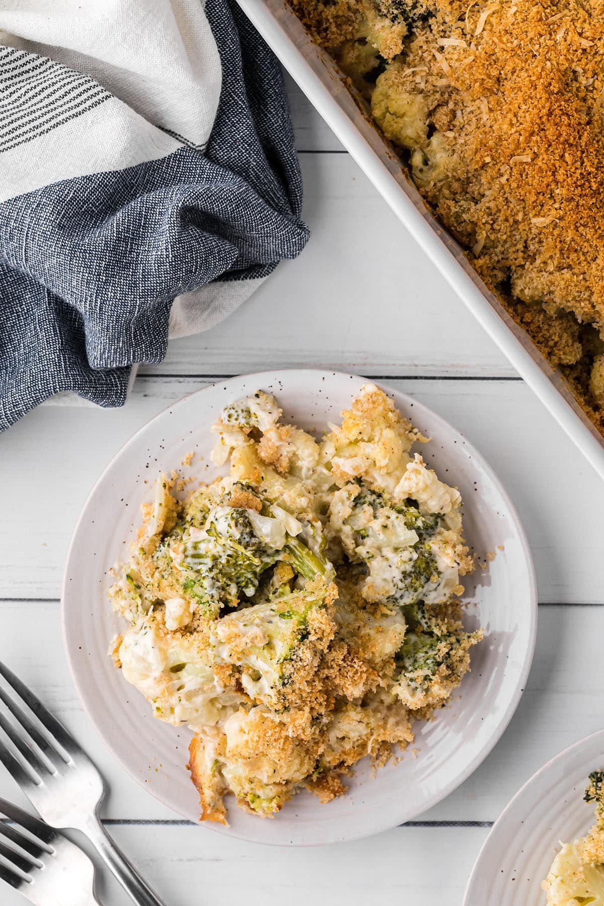 Creamy Cheesy Broccoli Cauliflower Casserole