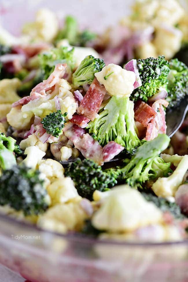 Broccoli Cauliflower Salad close up