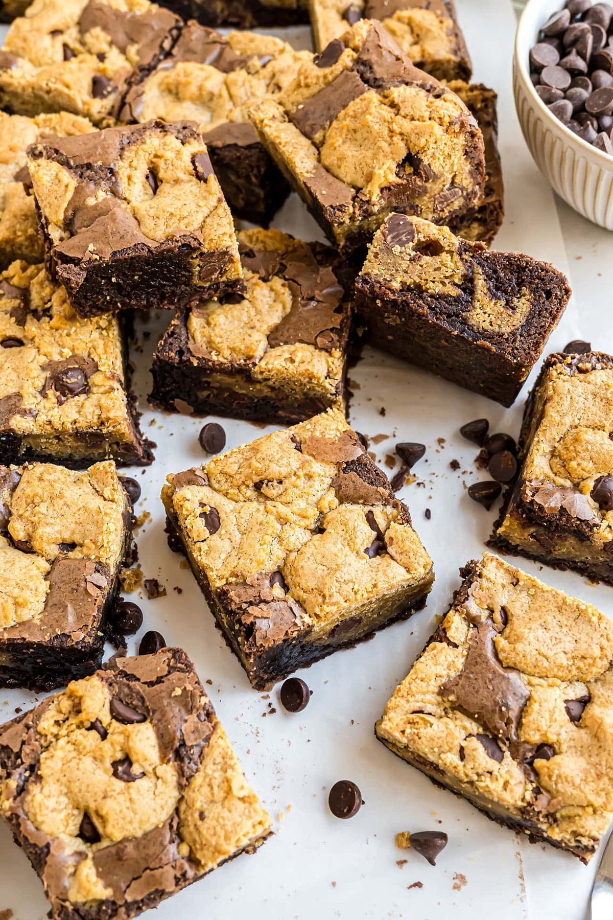 a pile of brookie bars on a counter