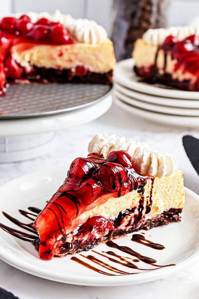 Brownie Bottom Cheesecake with Cherry Pie Filling