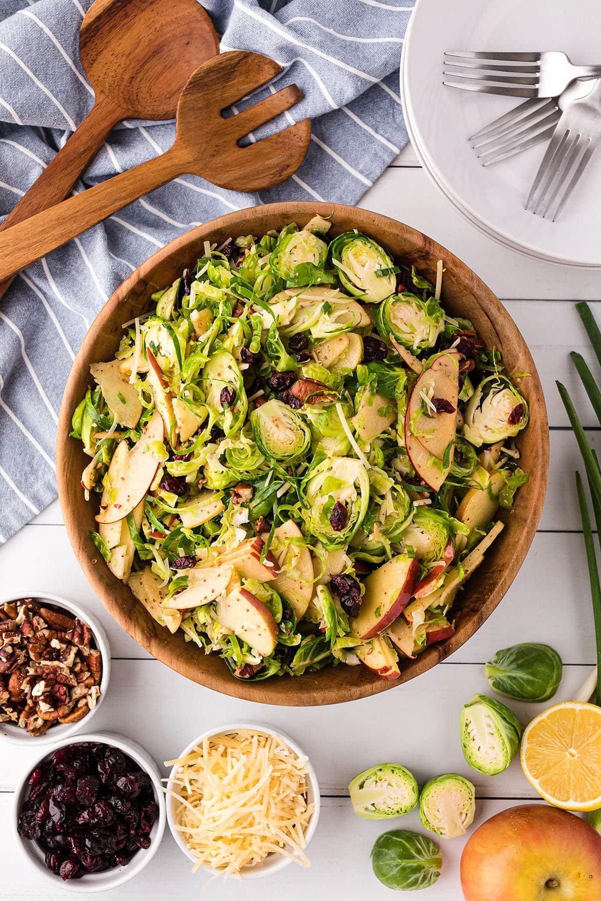 Shredded Brussels Sprouts Salad With Apples