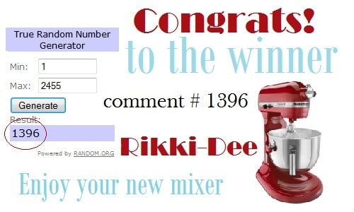KitchenAid Mixer winner