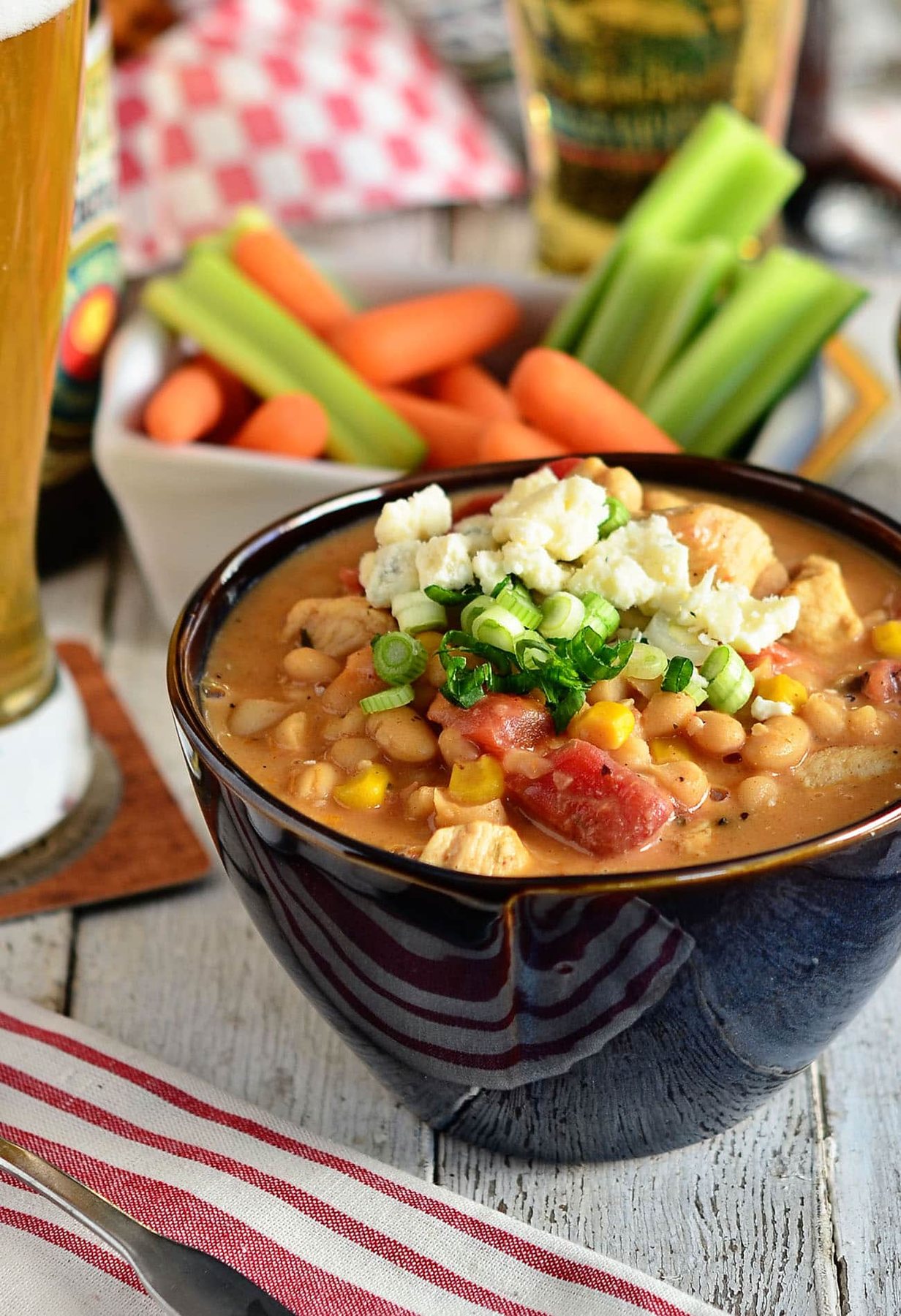 Easy Buffalo Chicken White Bean Chili