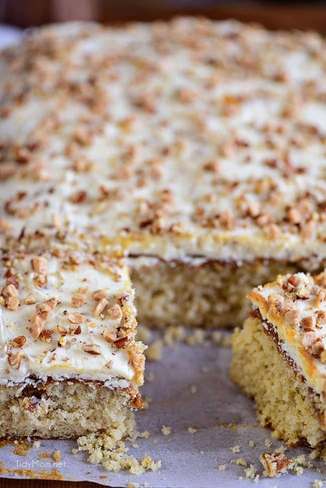 Cut Caramel Butter Pecan Cake With Bourbon Frosting