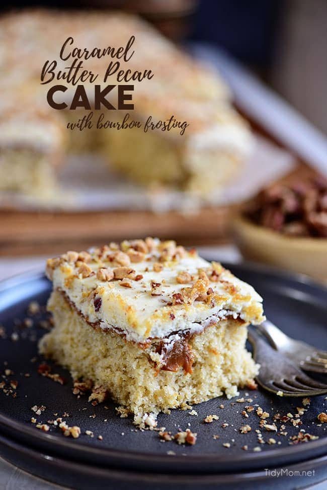 Caramel Butter Pecan Cake with Bourbon Frosting
